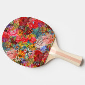 美しい明るいカラフル抽象芸術花のパターン 卓球ラケット (横)