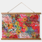 美しい明るいカラフル抽象芸術花のパターン 吊り下げ型タペストリー (正面)