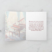 美しい明るいクリスマスミュージックグランドピアノ シーズンカード (内部)