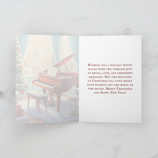 美しい明るいクリスマスミュージックグランドピアノ シーズンカード (内部)