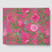 美しい明るいピンクのウェディングローズの花束 ゲストブック (裏面)