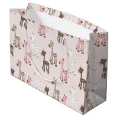 美しい明るいピンクのキリン ラージペーパーバッグ (裏面アングル)