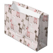 美しい明るいピンクのキリン ラージペーパーバッグ (正面アングル)
