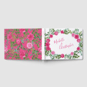 美しい明るいピンク結婚のバラフローラ ゲストブック (全面)