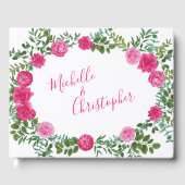 美しい明るいピンク結婚のバラフローラ ゲストブック (正面)