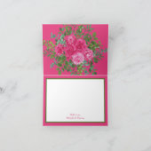 美しい明るいピンク結婚のバラフローラ サンキューカード (内部)