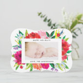 美しい明るいフローラクリスマスフォトカード シーズンカード (スタンド正面)