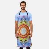 美しい明るいモザイクタイルヒマワリ エプロン (着用した状態)