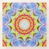 美しい明るいモザイクタイルヒマワリ ガラスコースター (正面)