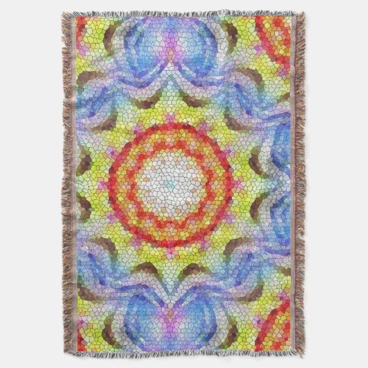 美しい明るいモザイクタイルヒマワリ スローブランケット (正面縦)