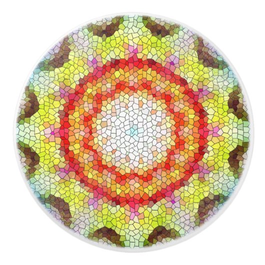 美しい明るいモザイクタイルヒマワリ セラミックノブ (正面)