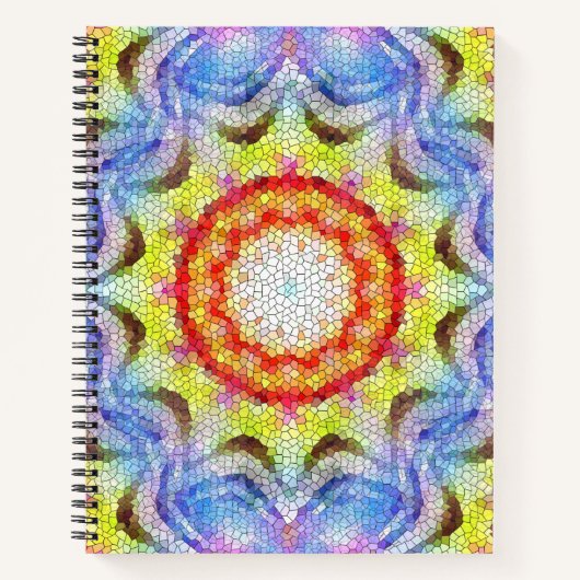 美しい明るいモザイクタイルヒマワリ ノートブック (正面)