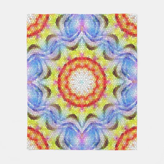 美しい明るいモザイクタイルヒマワリ フリースブランケット (正面)