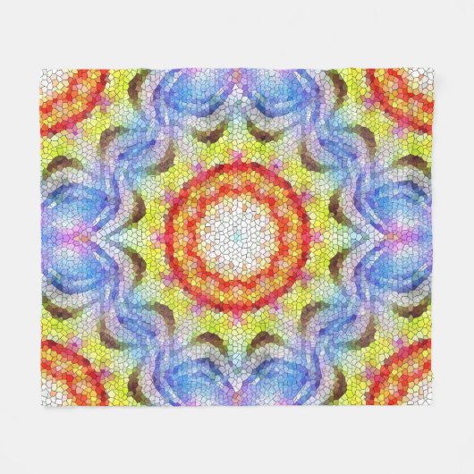 美しい明るいモザイクタイルヒマワリ フリースブランケット (正面(横))