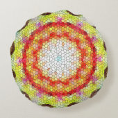 美しい明るいモザイクタイルヒマワリ ラウンドクッション (裏面)