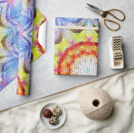 美しい明るいモザイクタイルヒマワリ ラッピングペーパー