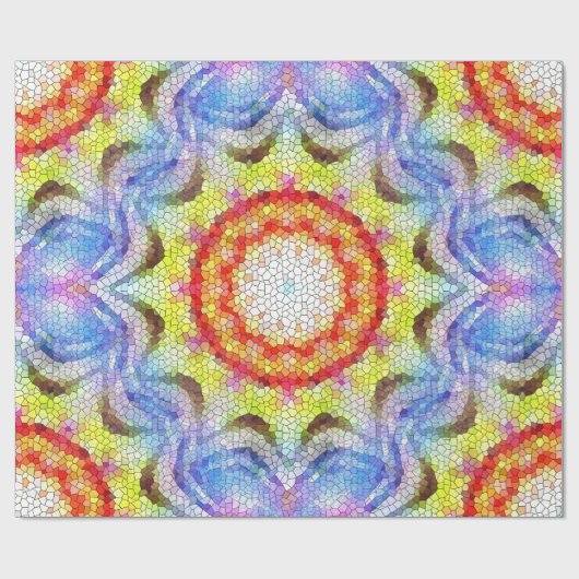 美しい明るいモザイクタイルヒマワリ ラッピングペーパー (フラット)