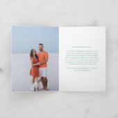 美しい明るい沿岸のティール（緑がかった色）ビーチ写真を折り畳み シーズンカード (内部)