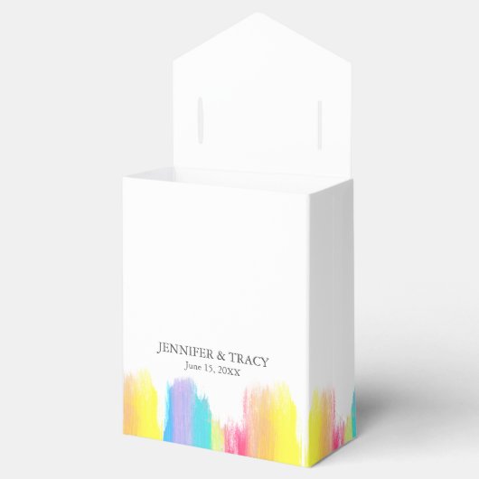 美しい明るい結婚虹パーソナライズされた フェイバーボックス (オープン)