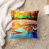 美しい明るい色のオレンジ色の森。買今 クッション (ブランケット)