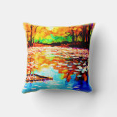 美しい明るい色のオレンジ色の森。買今 クッション (裏面)