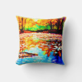 美しい明るい色のオレンジ色の森。買今 クッション (正面)