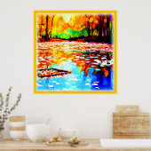 美しい明るい色のオレンジ色の森。買今 ポスター (キッチン)