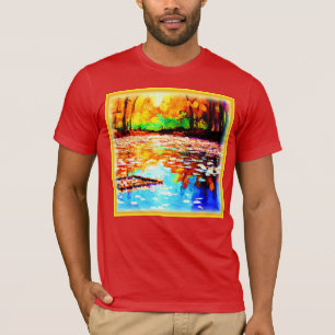 美しい明るい色のオレンジ色の森。買今 Tシャツ