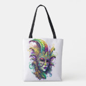 美しい明るい色のマルディグラスマスク トートバッグ (裏面)