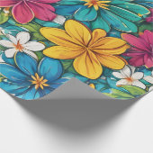 美しい明るい花鮮やか柄 ラッピングペーパー (角)