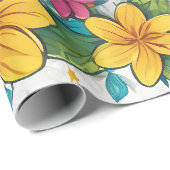 美しい明るい花鮮やか柄 ラッピングペーパー (ロールコーナー)