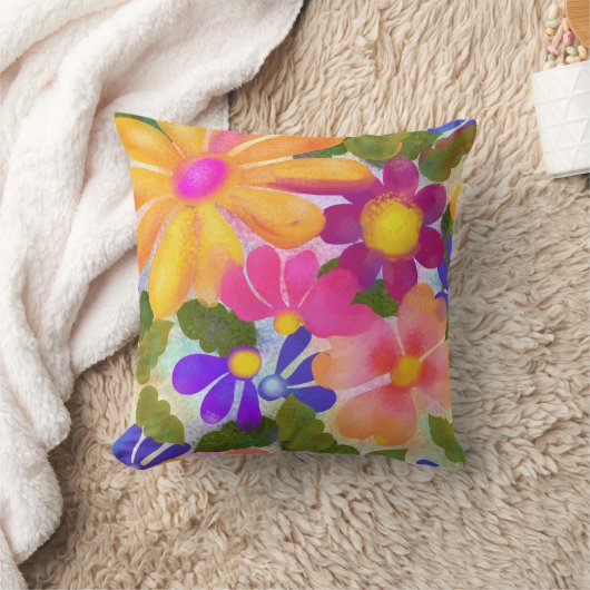 美しい明るい花 クッション (ブランケット)