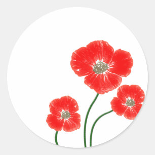 美しい明るい赤いポピーの花画像 ラウンドシール
