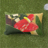 美しい明るい赤のアンスリウムフローラ写真 アウトドアクッション (芝生)