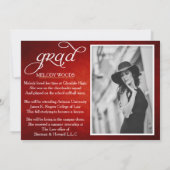 美しい明るい赤の卒業招待状 招待状 (裏面)