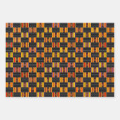 美しい明るい黒のピンストライプのケンテ ラッピングペーパーシート (正面2)