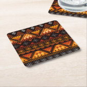 美しい明数々のるい色のパタアステカーン スクエアペーパーコースター (アングル)