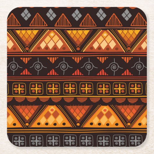 美しい明数々のるい色のパタアステカーン スクエアペーパーコースター (正面)