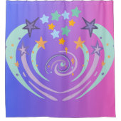 美しい星とハート シャワーカーテン (正面)