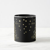 美しい星明かりの金属金ゴールドのクリスマスツリー マグカップ (中央)