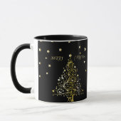 美しい星明かりの金属金ゴールドのクリスマスツリー マグカップ (左)