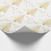 美しい星明かりの金属金ゴールドのクリスマスツリー ラッピングペーパー (角)