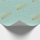 美しい星空の金属金ゴールドクリスマスツリー ラッピングペーパー (角)