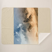 美しい星霧の夜の狼の吠え声 シェルパブランケット (正面(横))