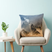 美しい星霧の寒い夜の狼の鳴き声 クッション (椅子)