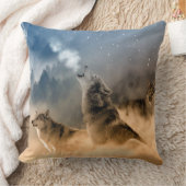 美しい星霧の寒い夜の狼の鳴き声 クッション (ブランケット)