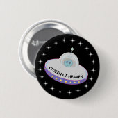 美しい星、ソーサー飛んでいる&エイリアン漫画 缶バッジ (正面&裏面)