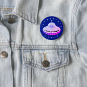美しい星、空飛ぶ円盤とエイリアンのキャラクター 缶バッジ (インサイチュ)