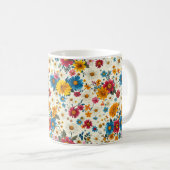 美しい春のカラフルなおしゃれな野の花 コーヒーマグカップ (正面右)