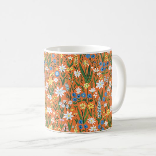 美しい春のカラフルガーリーな野の花 コーヒーマグカップ (正面右)